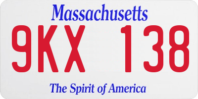 MA license plate 9KX138