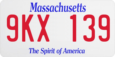 MA license plate 9KX139