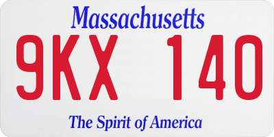 MA license plate 9KX140