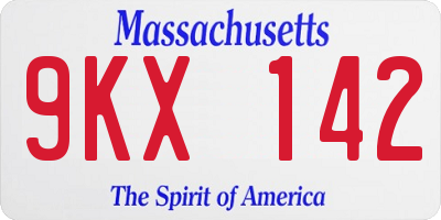 MA license plate 9KX142