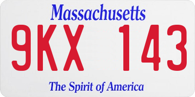 MA license plate 9KX143