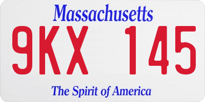 MA license plate 9KX145