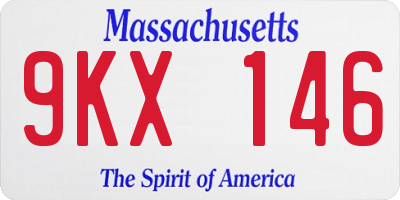 MA license plate 9KX146
