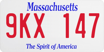 MA license plate 9KX147