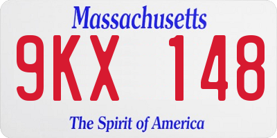 MA license plate 9KX148