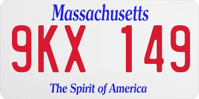 MA license plate 9KX149