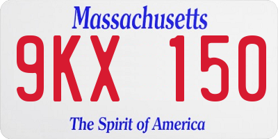 MA license plate 9KX150