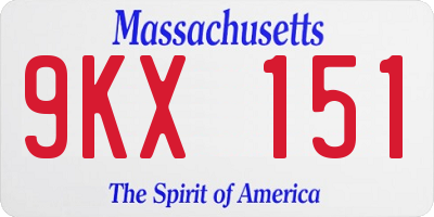 MA license plate 9KX151