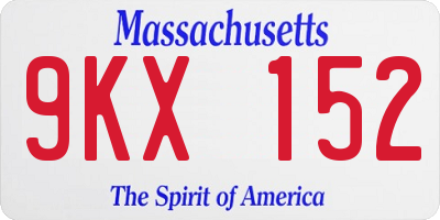 MA license plate 9KX152