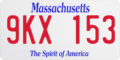 MA license plate 9KX153