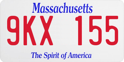 MA license plate 9KX155