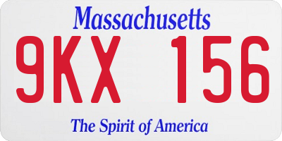MA license plate 9KX156