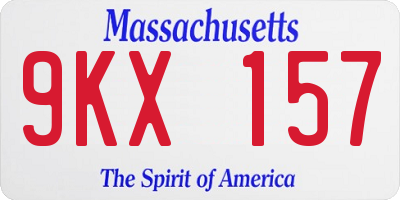 MA license plate 9KX157