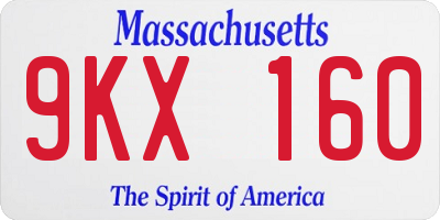 MA license plate 9KX160
