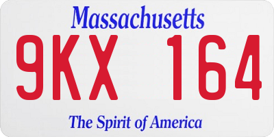 MA license plate 9KX164