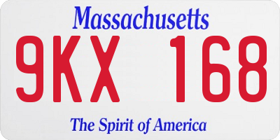 MA license plate 9KX168