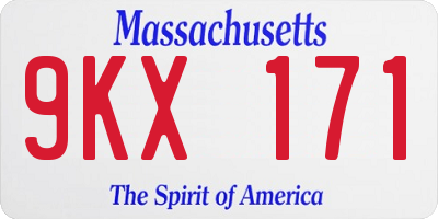MA license plate 9KX171