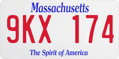 MA license plate 9KX174