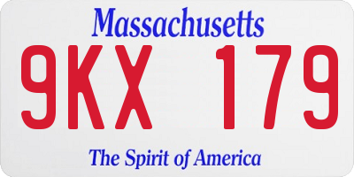 MA license plate 9KX179