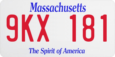 MA license plate 9KX181