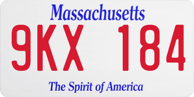 MA license plate 9KX184