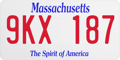 MA license plate 9KX187