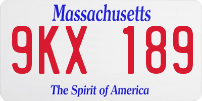 MA license plate 9KX189