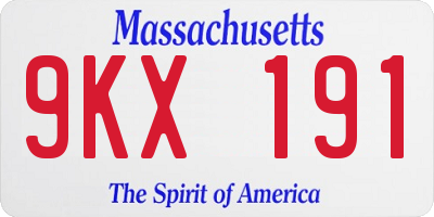 MA license plate 9KX191
