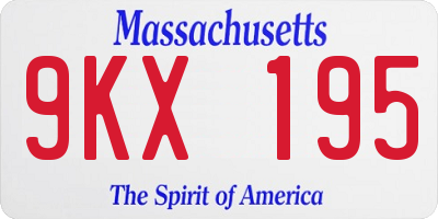 MA license plate 9KX195