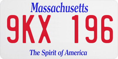 MA license plate 9KX196