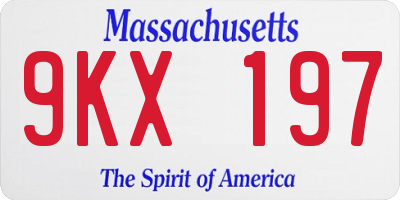 MA license plate 9KX197