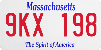 MA license plate 9KX198