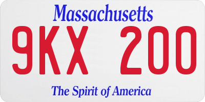 MA license plate 9KX200