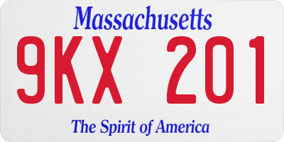 MA license plate 9KX201