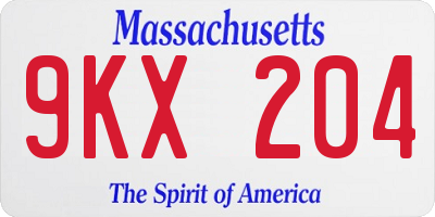 MA license plate 9KX204