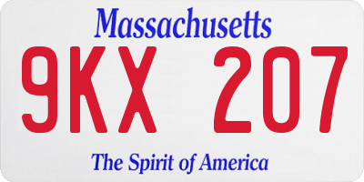 MA license plate 9KX207