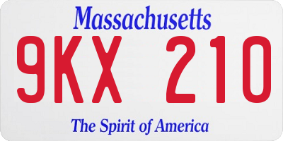 MA license plate 9KX210