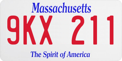MA license plate 9KX211