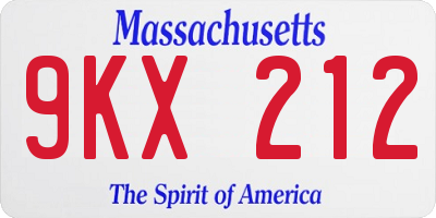 MA license plate 9KX212