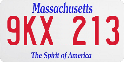MA license plate 9KX213