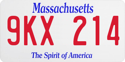 MA license plate 9KX214