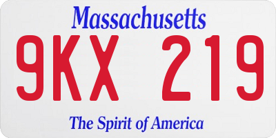 MA license plate 9KX219