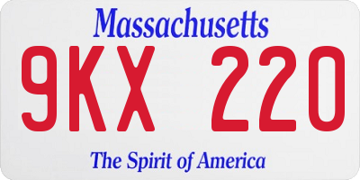 MA license plate 9KX220