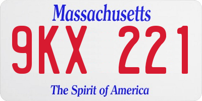 MA license plate 9KX221