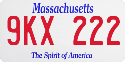MA license plate 9KX222
