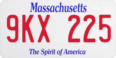 MA license plate 9KX225