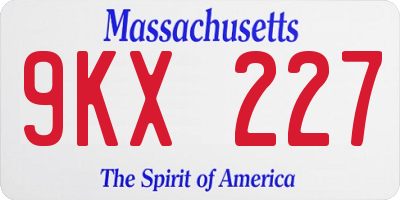 MA license plate 9KX227