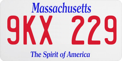 MA license plate 9KX229