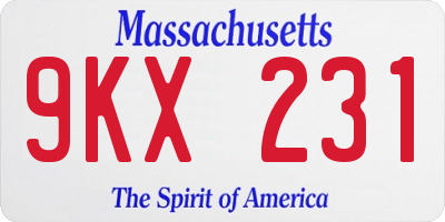 MA license plate 9KX231