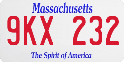 MA license plate 9KX232